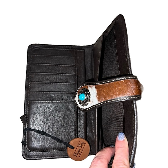 Myra Bag Western Leather Cowhide Sapphire Wallet Cowgirl - Picture 5 of 10